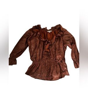 Entro Ruffled Brown Blouse
